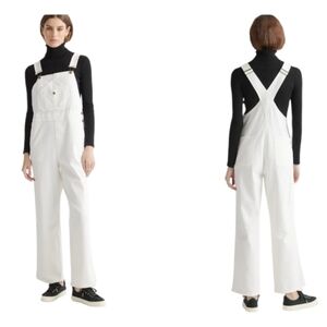 NWT Quince Overalls Organic Stretch Cotton Twill Relaxed Fit Ivory White Size S
